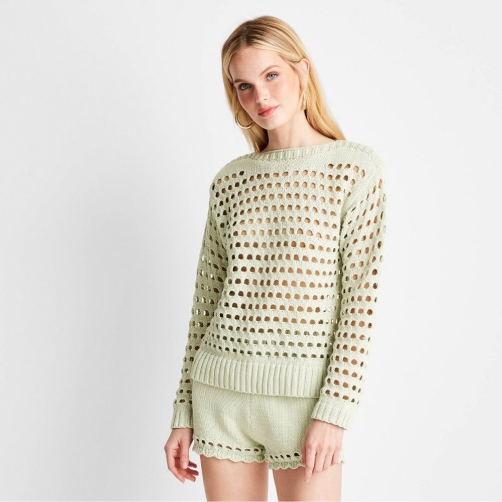 Crewneck Open Stitch Sweater - Future Collective with Jenee Naylor NWT size L